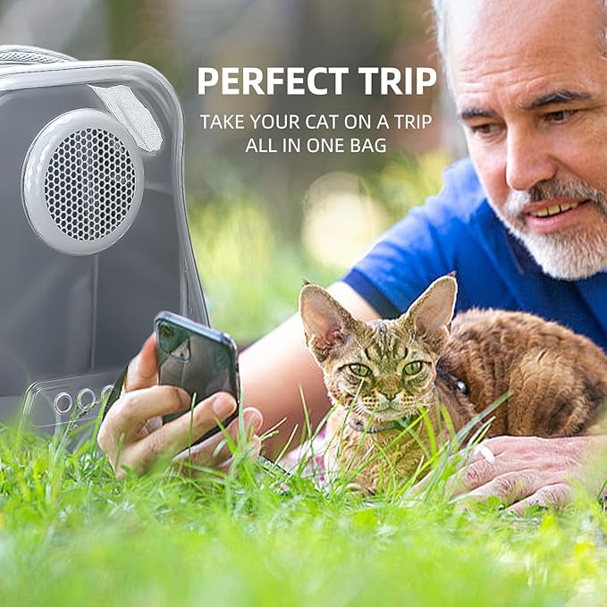 Cat Backpack Carrier, Bubble Backpack for Cats & Small Dogs up to 15lbs with Ventilated Design, Foldable & Scratch-Proof for Travel, Hiking, Outdoor Pet Travel knapsack