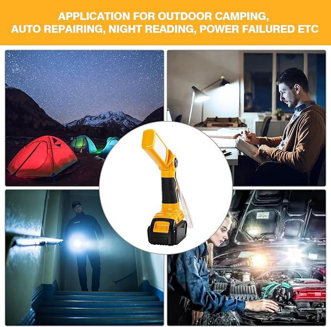 YEX-BUR Led Work Light for Dewalt 20v Battery, 12W 1000LM Cordless Handheld Spotlight with USB Port LED Jobsite Light Desk Lamp Flashlight for Camping Workshop Garage