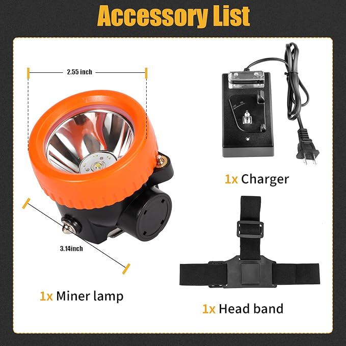 Rechargeable Mining Headlamp with 7 LEDs, Explosion-Proof Cap Light for Coon Hunting, Hard Hat Helmet Flashlight for Mining, Fishing, Hiking, Outdoor Night Work, Waterproof Headlight