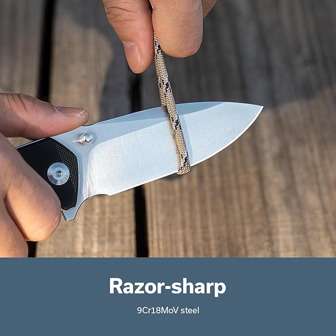 SENCUT Skarnax Pocket Knife for Men, Folding Knife with 3.79" 9Cr18MoV Blade & G10 Handle, Lightweight Everyday Carry, Camping, Hunting, Outdoor (Black)