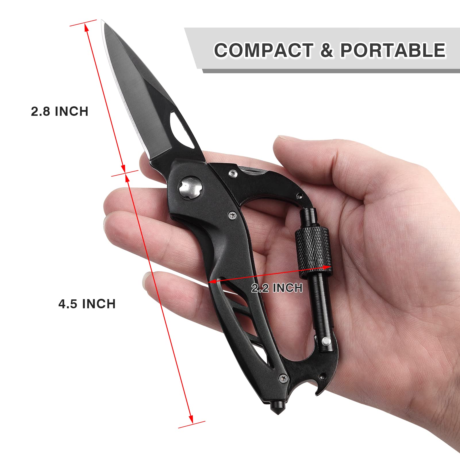 FUNBRO Multitool Carabiner with Pocket Knife, Bottle Opener