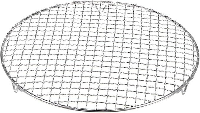 HARFINGTON Round Cooking Rack 11.6-inch 201 Stainless Steel Cross Wire Barbecue Grill Net with 20mm Legs for Cooking Baking Steaming BBQ