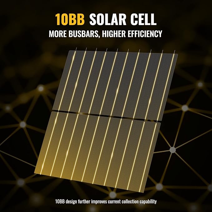 BougeRV Bifacial 400 Watts 10BB Mono Solar Panel, All Black Frame Monocrystalline Technology Work with 12/24 Volts Charger for RV Camping Home Boat Marine Off-Grid, 67.9 x 44.6 x 1.4 in