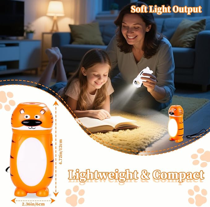 KunHe 4 Pack Animal Flashlights for Kids 2 in 1 Toddler Flashlight Camping Lantern Flashlights Camping Essentials for Kids Toddlers Lantern Cute Flashlight Christmas Gift for Girls Boys