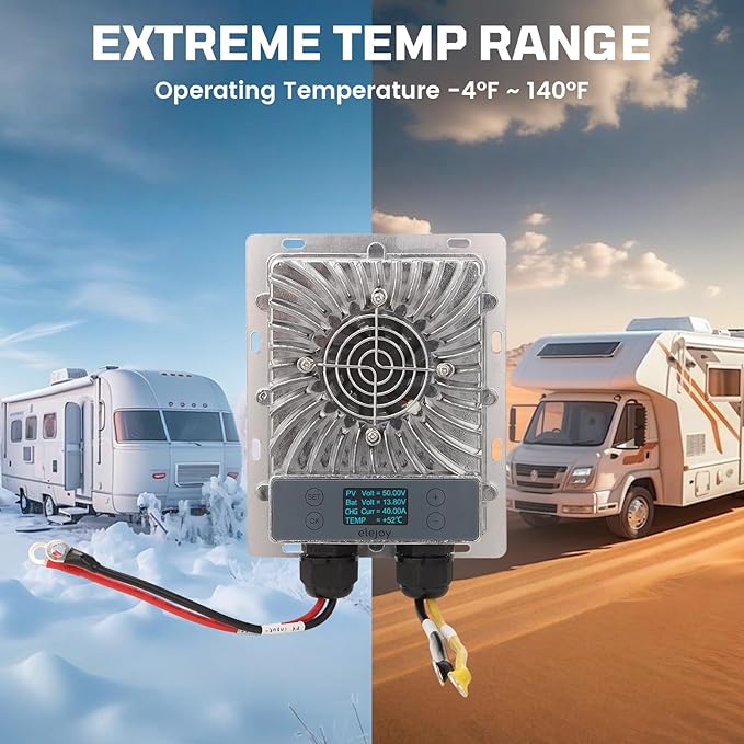 40A MPPT Solar Charge Controller 600W,12V/24V Auto, LCD Display, 99.5% Efficient, IP65 Waterproof, for Lead Acid/Lithium/LiFePO4 Battery, RV, Boat, Off-Grid Solar Panel Regulator