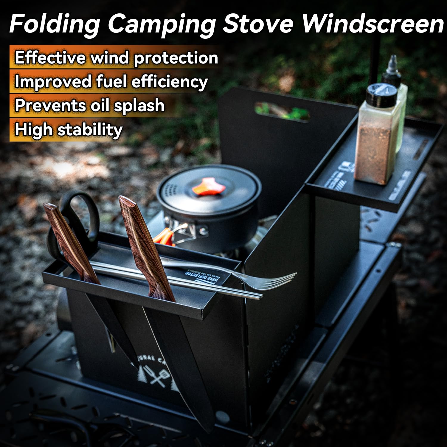 HIKEAMN Camping Stove Windscreen - Outdoor Folding Gas Stove Windshield,Camping Wind Blocker,Cooker