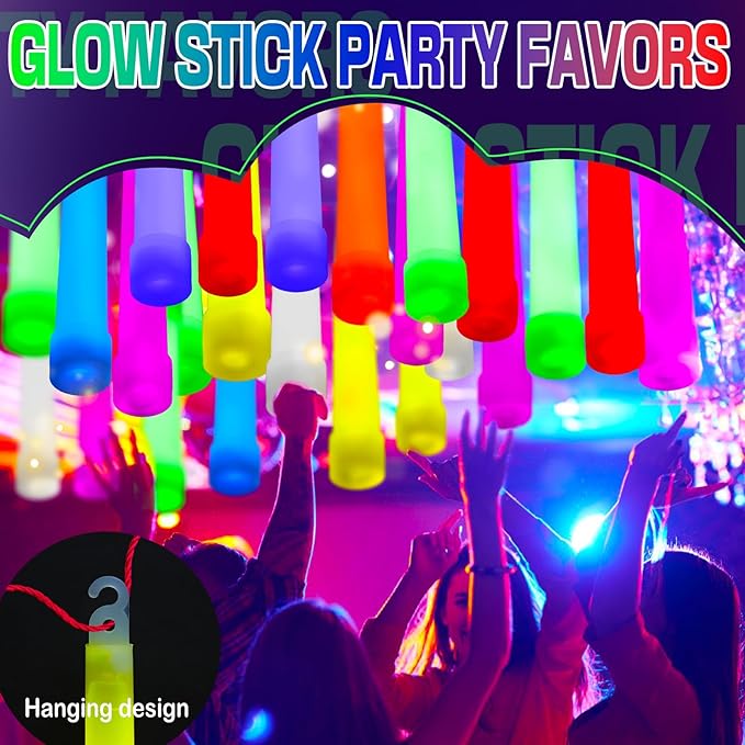 25 PCS Glow Sticks Bulk,6 Inch Glow in The Dark Sticks Party Supplies,Assorted Colors Party Light Sticks,Ultra Bright Glow Light Up Sticks for Kids and Adults Party Favors(8 Colors)
