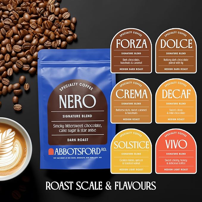 Nero Arabica Coffee Whole Bean, Smoky Bittersweet Chocolate, Cane Sugar, and Star Anise Dark Roast Coffee Beans, Specialty Coffee Beans 12 oz Bag, Freshly Roasted in Brooklyn, Kosher Certified