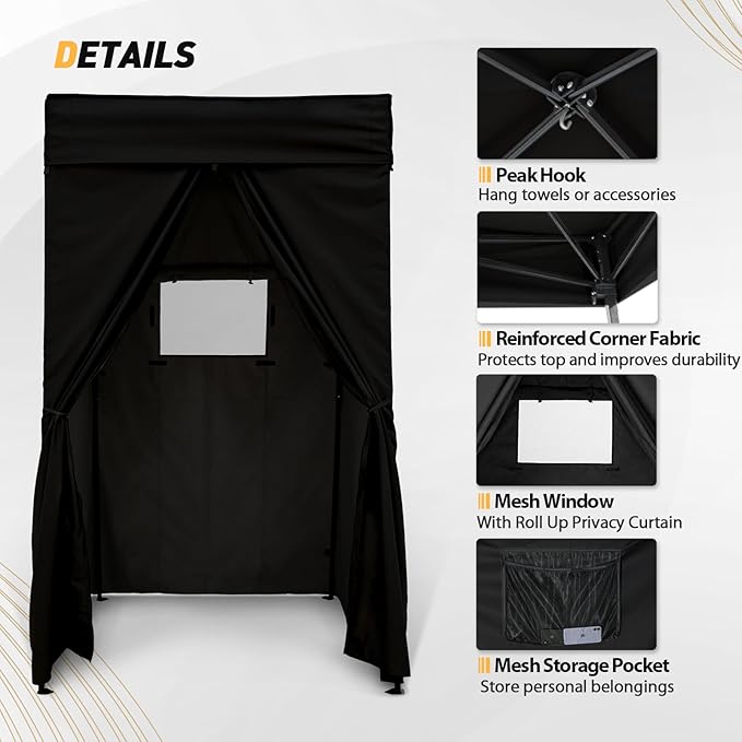 EAGLE PEAK Flex Compact 4x4 Pop-up Canopy Changing Room, Portable Privacy Dressing Room for Indoor Fashion Photoshoots, Camping, or Pool, Black