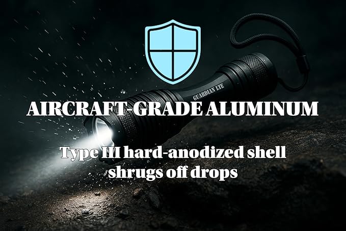 Guardian LTE Tactical Flashlight, 500 Lumens, Zoom?‘Focus, Water?‘Resistant IPX5, 5 Modes (High/Med/Low/Strobe/SOS), Dual?‘Power: 3×AAA (Included) or Rechargeable, Type III Aluminum, 5.5" Compact