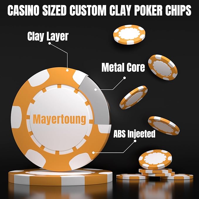 25 Custom Clay Poker Chips, 40mm Heavy 11.5g Casino Sized Personalized Poker Chips with Your Logo, Image or Text, Custom Drink Tokens for Bar, Party, Tournaments, Golf Club or Events