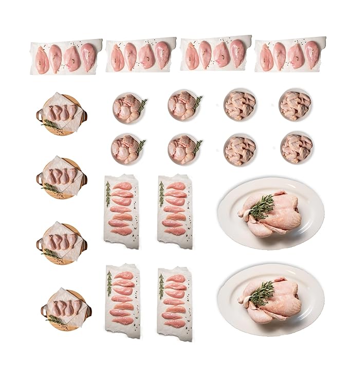 Greener Pastures Pasture-Raised Chicken Box - 18-Pack (4 Bone-In Thighs, 4 Breasts, 2 Whole Chickens, 2 Tenders, 4 Wings, 4 Drumsticks) - Premium, Nutrient-Rich