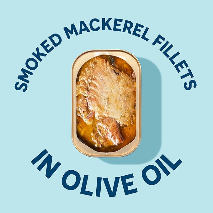 Wild Planet Wild Smoked Mackerel Fillets in Extra Virgin Olive Oil, Tinned Fish, Canned Salmon, Sustainably Wild-Caught, Non-GMO, Keto and Paleo, 3.9 oz, pack of 12