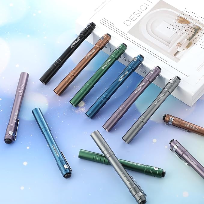 36 Pack Mini Pen Flashlights Bulk LED Pen Lights Aluminum Pocket Flashlights with Clips Small Handheld Torches Gifts for Camping Hiking Emergency Outdoor (Colorful)