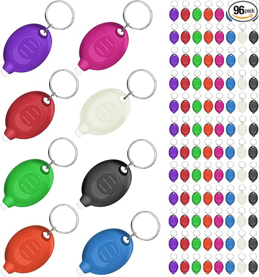 Mini LED Keychain Flashlight, Ultra Bright Tiny Flashlight, Small Keychain Flashlight White Light, Micro Pocket Key Ring LED Flashlight for Emergency Lighting - Multicolor Shell (96PCS)