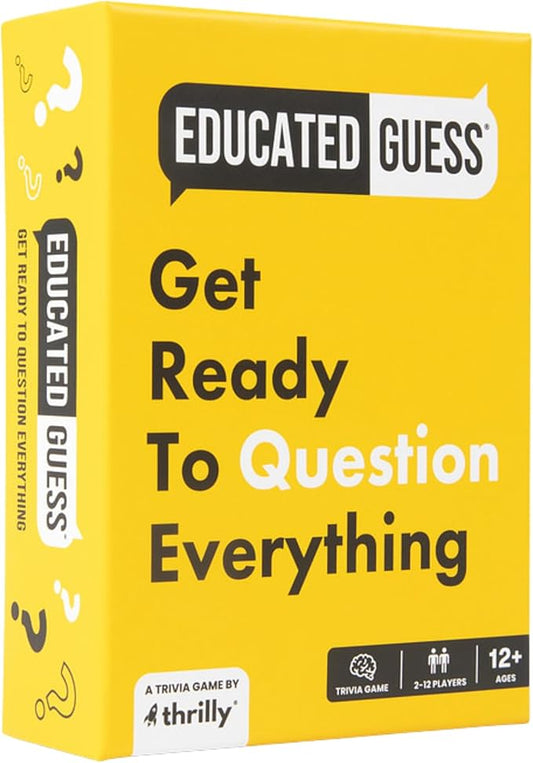 Educated Guess ??Fast & Fun Yes?‘or?‘No Trivia Party Game for Families & Friends | 100 Clue Cards, 4 Categories, Adults & Teens (Ages 12+) | Perfect for Road Trips & Gifts