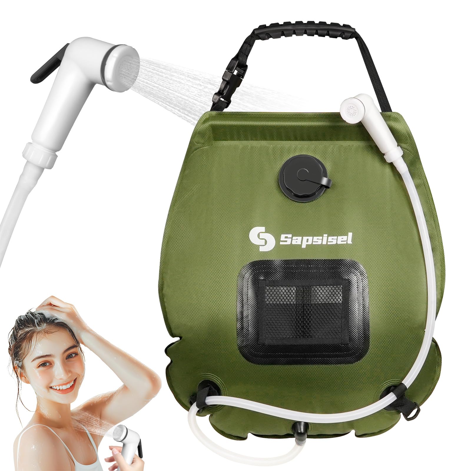 sapsisel Camping Shower Bag,5 Gal/20L Solar Camping Shower, Portable Shower