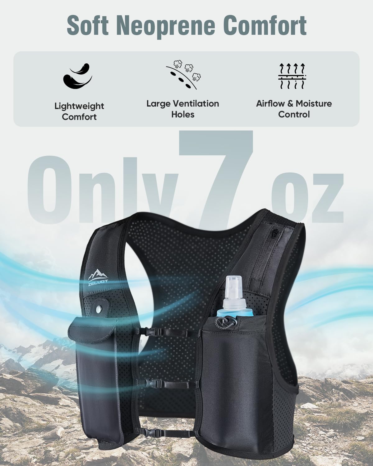 Zelvot Running Vest for Women Men, Touchscreen Phone Pocket (Black, M/L)