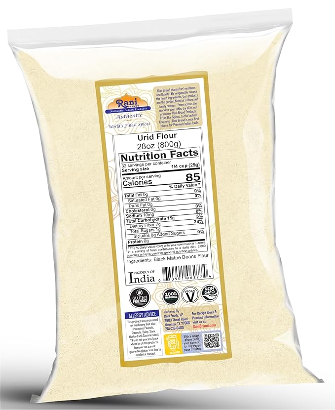 Rani Urid/Urad Flour (Black Matpe Beans Flour) 28oz (1.75lbs) 800g ~ All Natural | Vegan | Gluten Friendly | NON-GMO | Kosher | Indian Origin