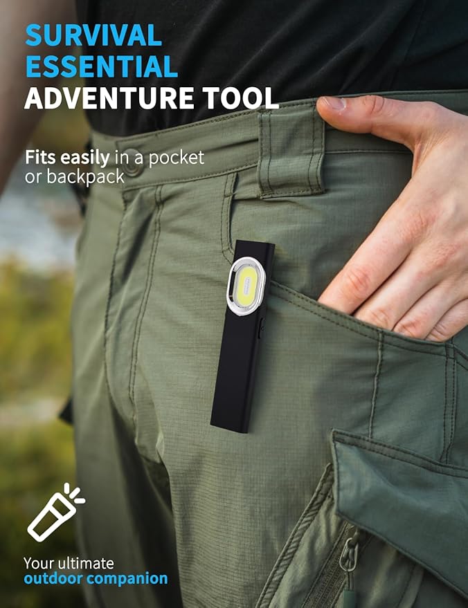 ZoLLa Mini EDC Flashlight,600 Lumen,450mAh for 8-Hour Battery Life,USB-C Rechargeable,IPX4 Water Resistant,Magnetic Base,Hat & Clothes Clip,for Everyday Carry & Travel