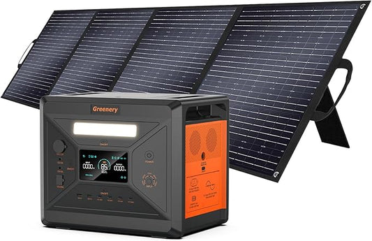 Greenery 2500W Portable Power Station, 2304Wh Large Capacity Solar Generator with 200W Solar Panel, BMS Emergency Power Station for Home Backup, Camping, Outdoor Battery Backup