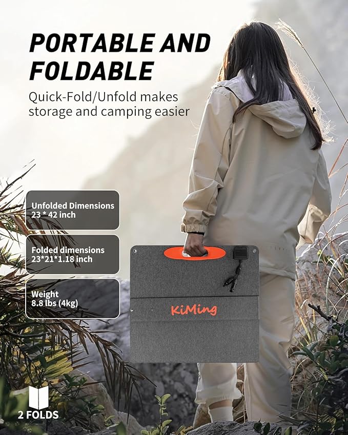 100W Foldable Solar Panel Charger - High Efficiency ETFE Lamination, Waterproof Design, MC4 Output, Portable Solar Power for Camping, RV, and Outdoor Gear