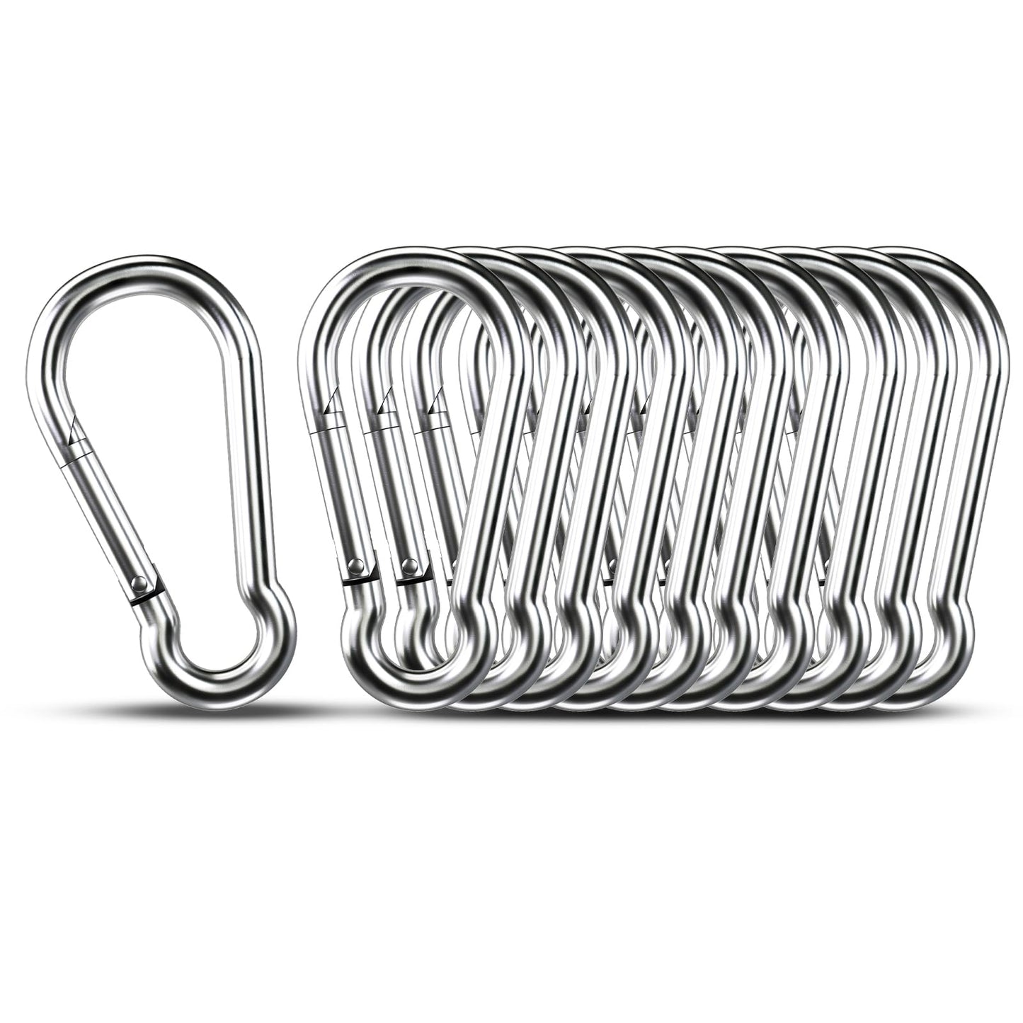 Small Carabiner Clip Hooks, 10pcs 1.57 inch Carabiners Heavy Duty, 304 Stainless Steel Spring Snap