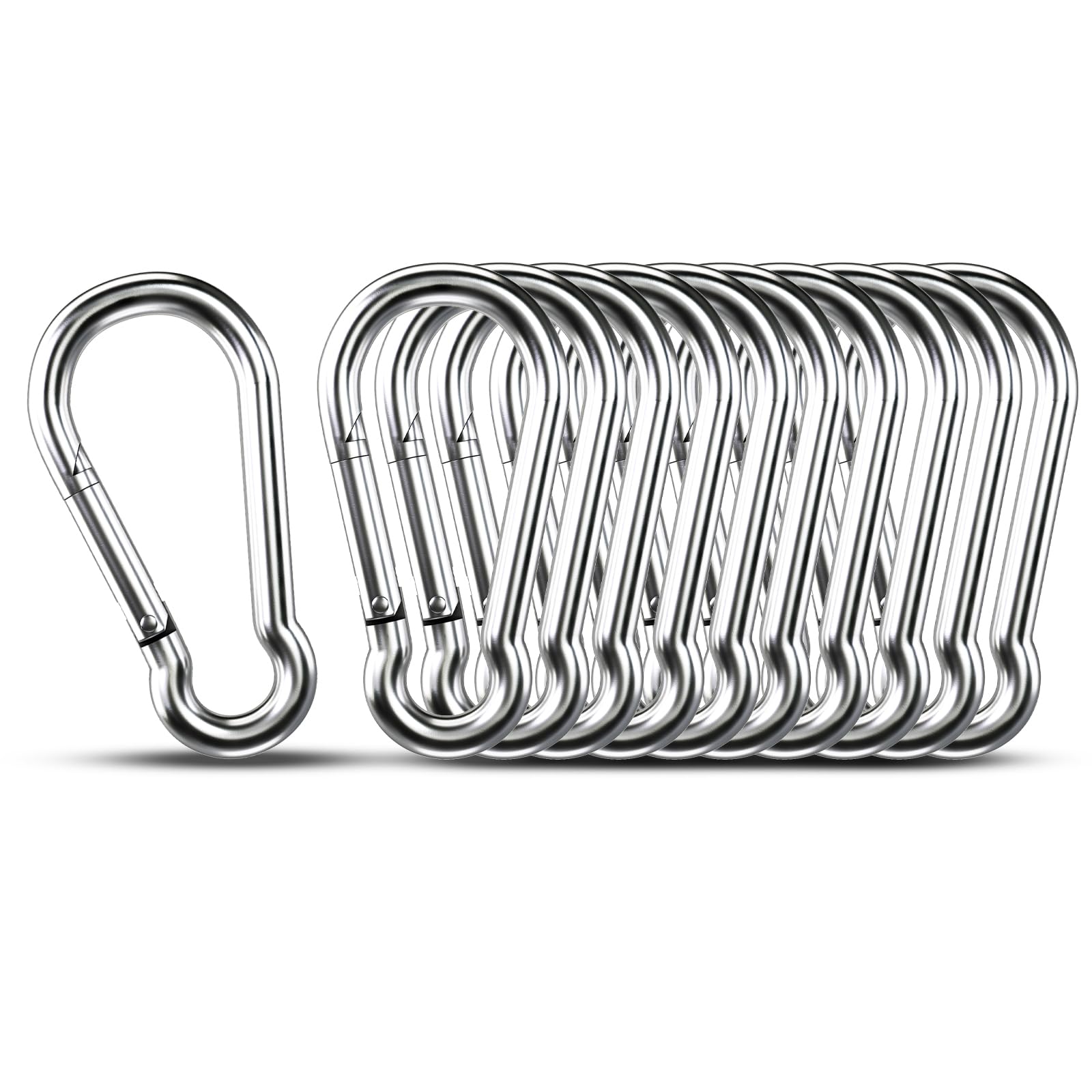 Small Carabiner Clip Hooks, 10pcs 1.57 inch Carabiners Heavy Duty, 304 Stainless Steel Spring Snap