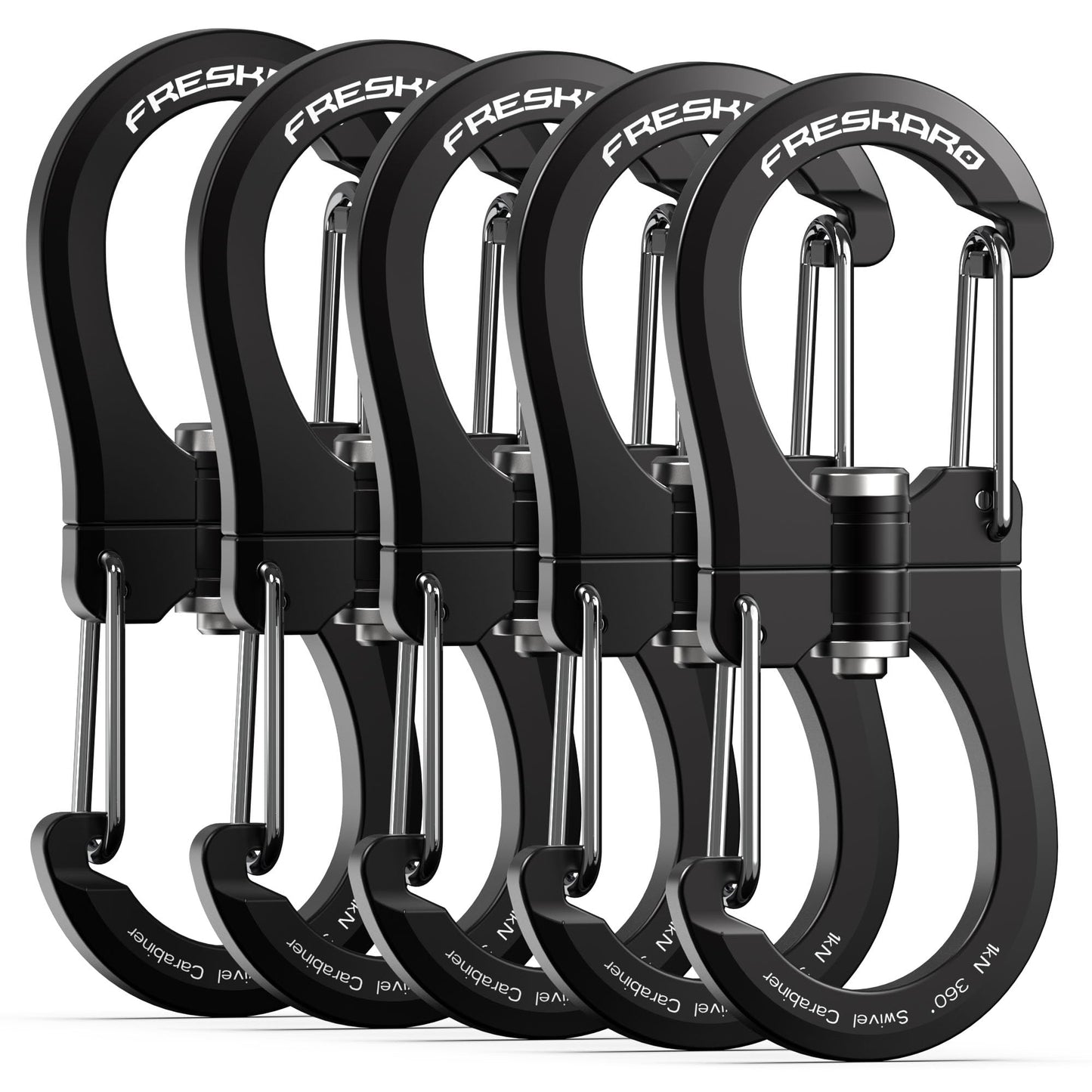 FresKaro 1kN Swivel Carabiner Clip, Heavy Duty Double-Ended Wire gate Carbineers, Small Non Locking