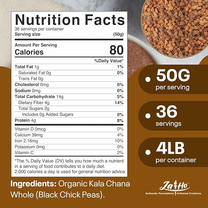 Jai Ho Certified Organic Kabuli Chana Garbanzo Beans 4 lb | Chickpeas Lentils | Indian Kabuli Chole Chana | USDA Organic | Non-GMO | Chemical-Free | Premium Quality Kosher (4 Pound, Kala Chana)