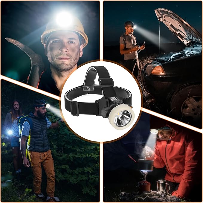 Mining Headlight Rechargeable Cap Lamp, 7 LEDs Super Bright Explosion Proof Hard Hat Light, Coon Hunting Flashlight for Mining, Camping, Fishing, Hiking, Outdoor Adventure Safety Lighting