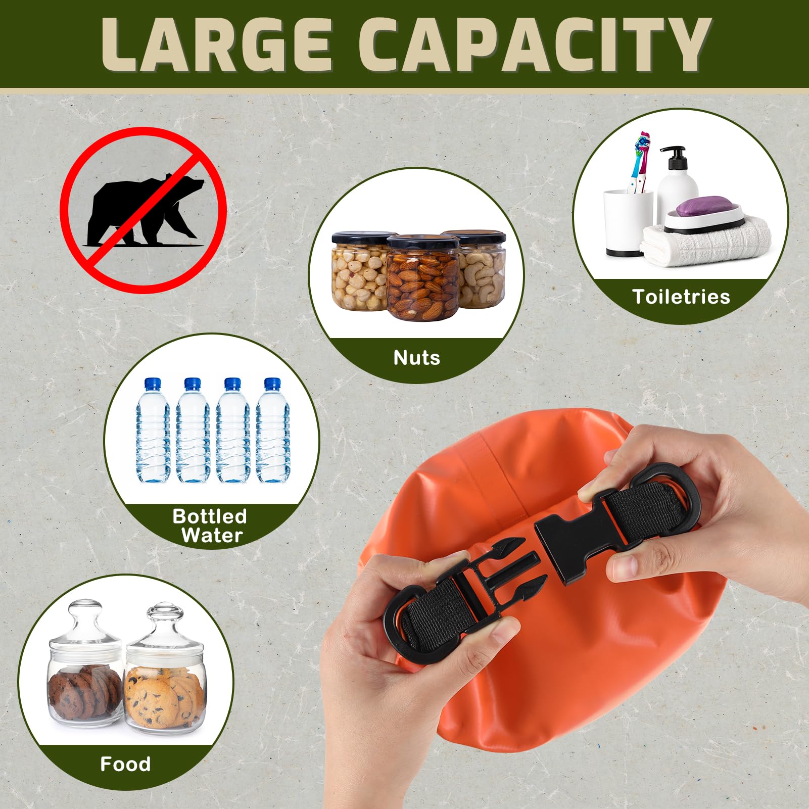 10L Bear Bags for Food Backpacking, Waterproof Bear Bag Hanging Kit, Orange