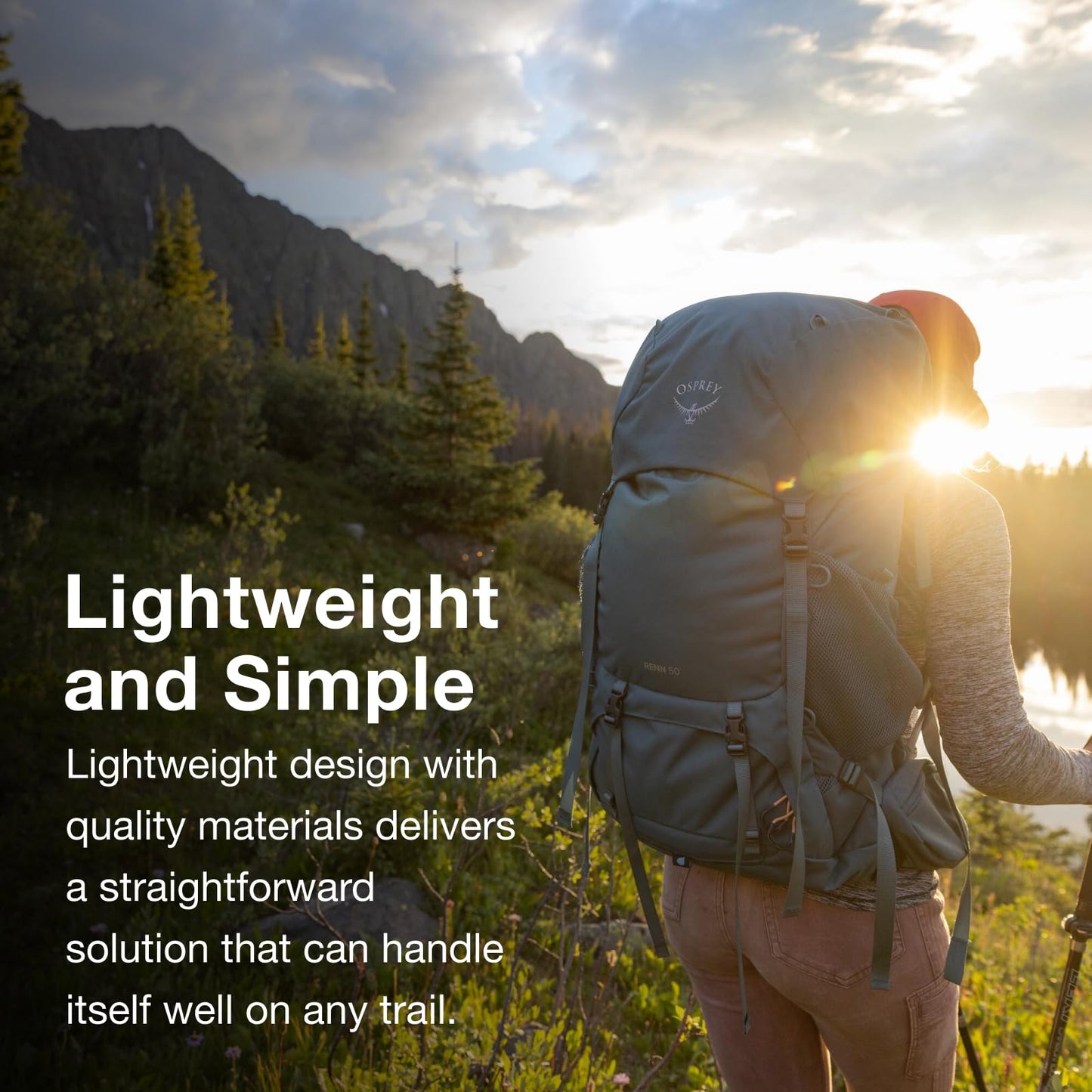 Osprey Renn 50L Women's Backpacking Backpack, Cascade Blue/Melon Orange