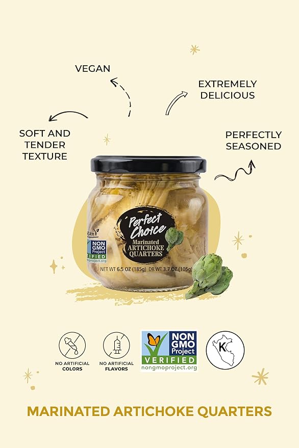 Perfect Choice Artichoke Quarters Marinated - Delicious artichoke for Salads, Pizzas & More - 6.5 oz (Pack of 3)