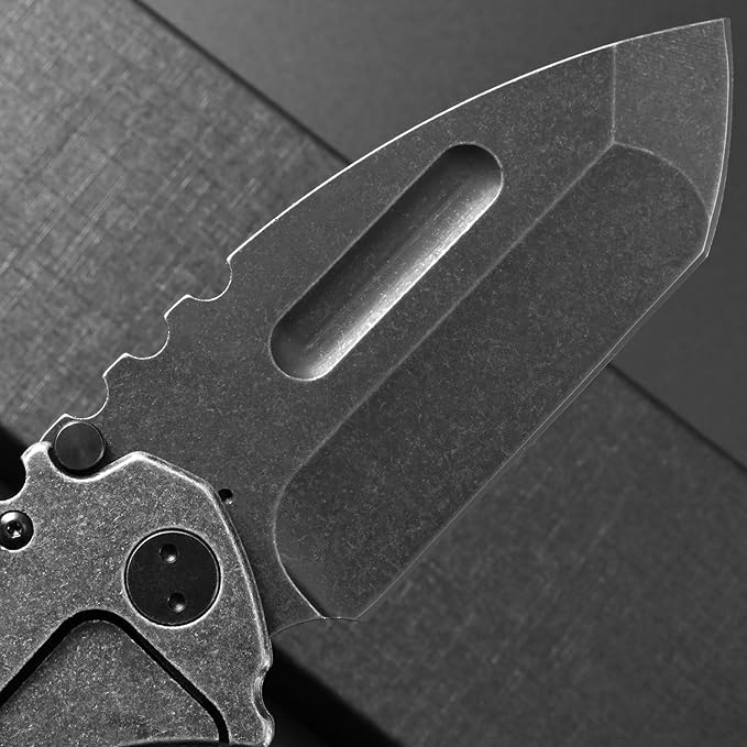 Ccanku C1137 Folding Knife, D2 Steel Blade Steel Handle EDC Tool Knife for Outdoor Camping Hiking Fishing (Steel)