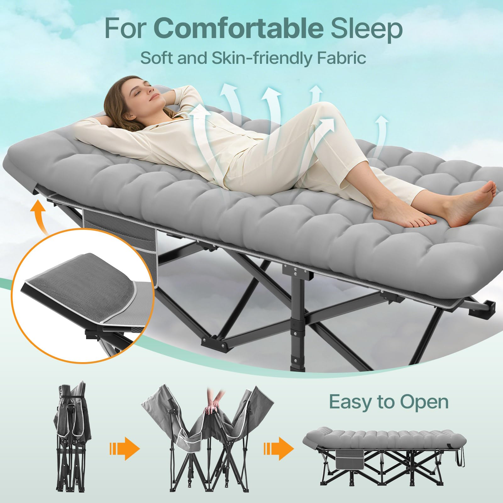 Suteck 32" XXL Folding Camping Cot, 900LBS Heavy Duty Sleeping Cots