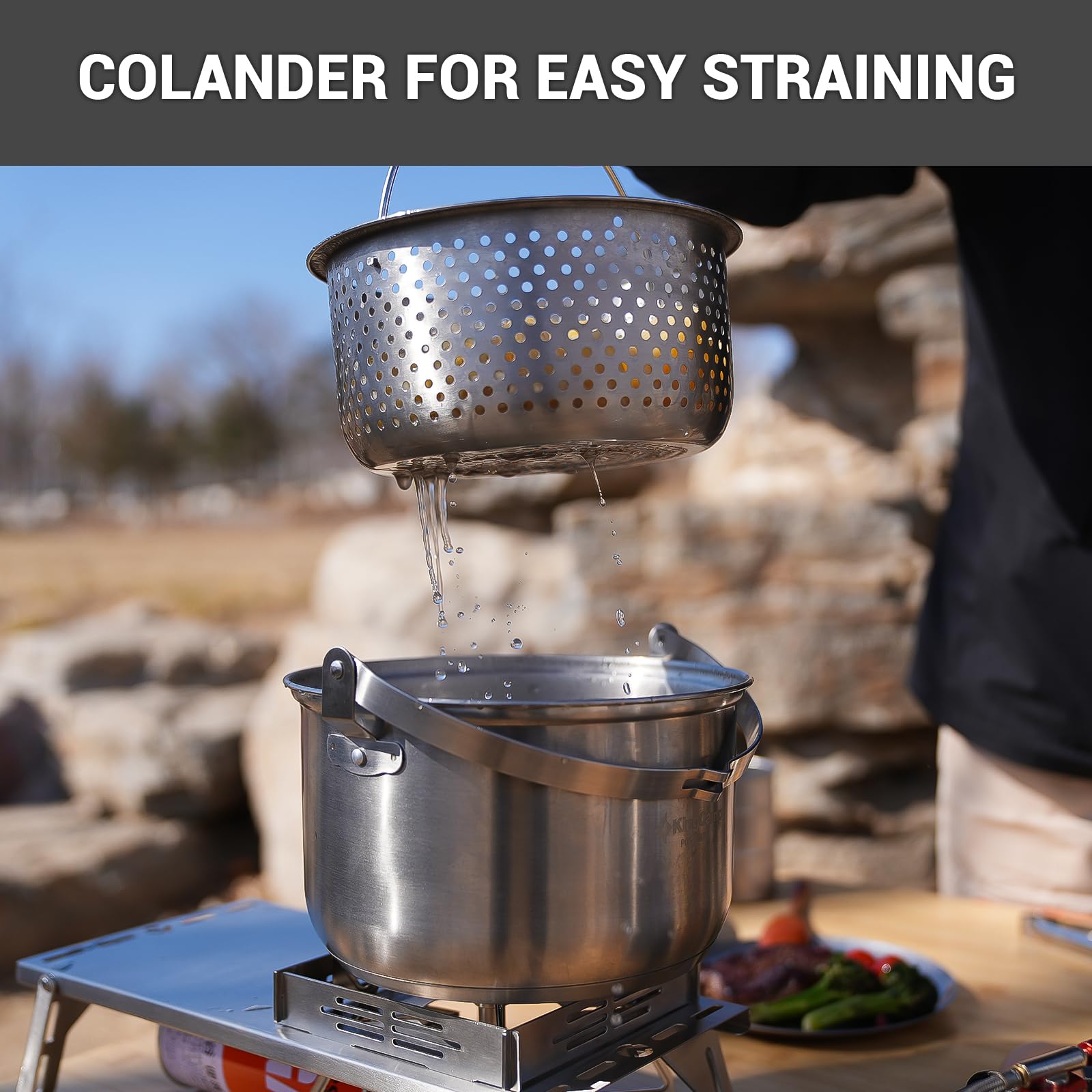 KingCamp Camping Cookware Set, 304 Stainless Steel Camping Pot for 4-6