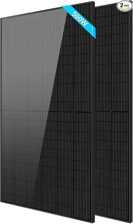 SUNGOLDPOWER 2PCS 500W Solar Panels Monocrystalline UL 61730, Grade A Solar Cell, Waterproof IP68, High Efficiency Solar Panel On/Off Grid Supplies for RV, Tiny House, Marine, Household (Total 1000W)