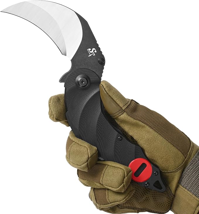 Sitivien ST160 Pocket Folding Knife,K110 Steel Blade with G10 Handle EDC Tool Knife for Outdoor Camping,Hiking,Fishing(Red)