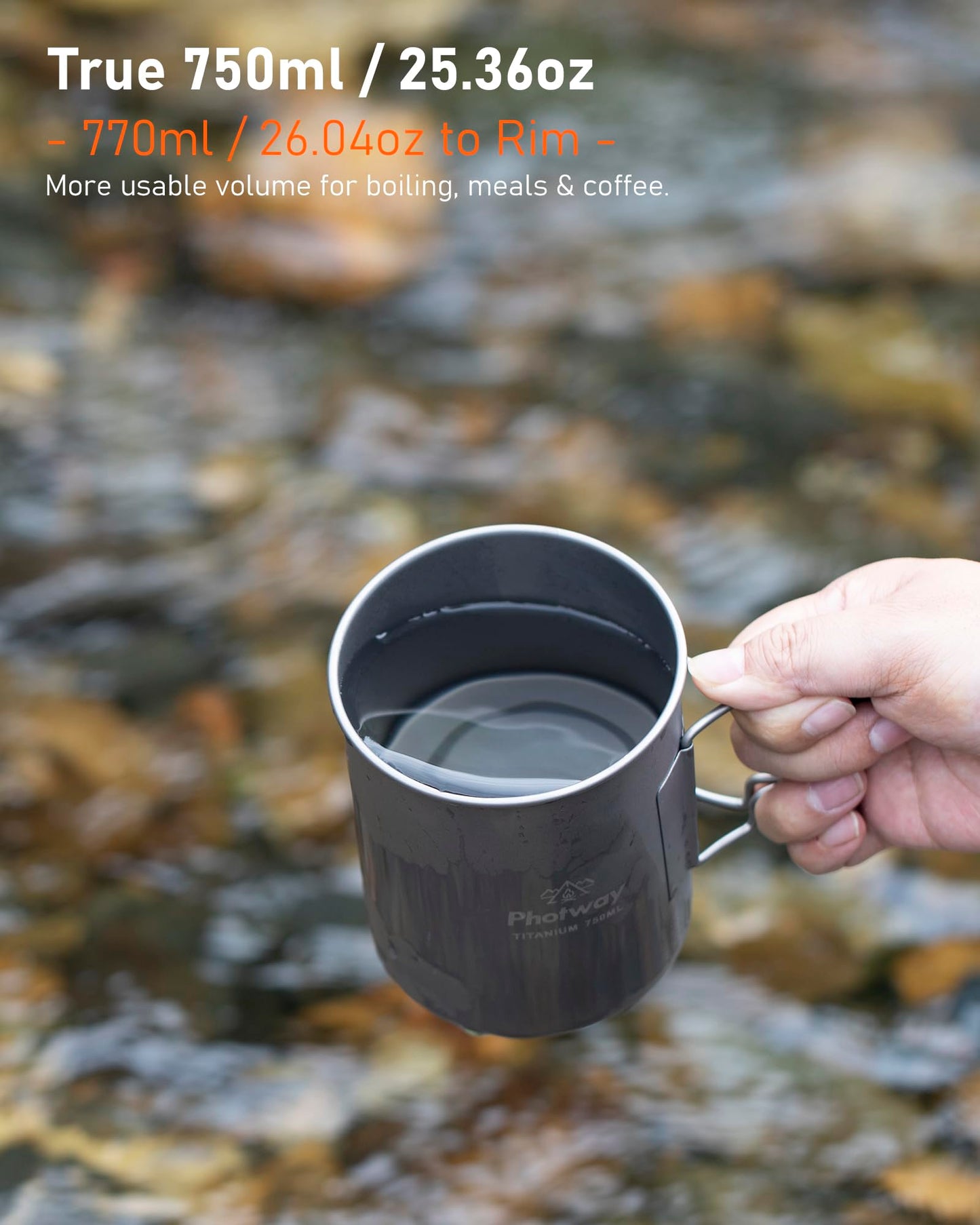 25oz (750ml) Titanium Camping Pot, Ultralight Backpacking Cookware & Campfire Mug for Hiking