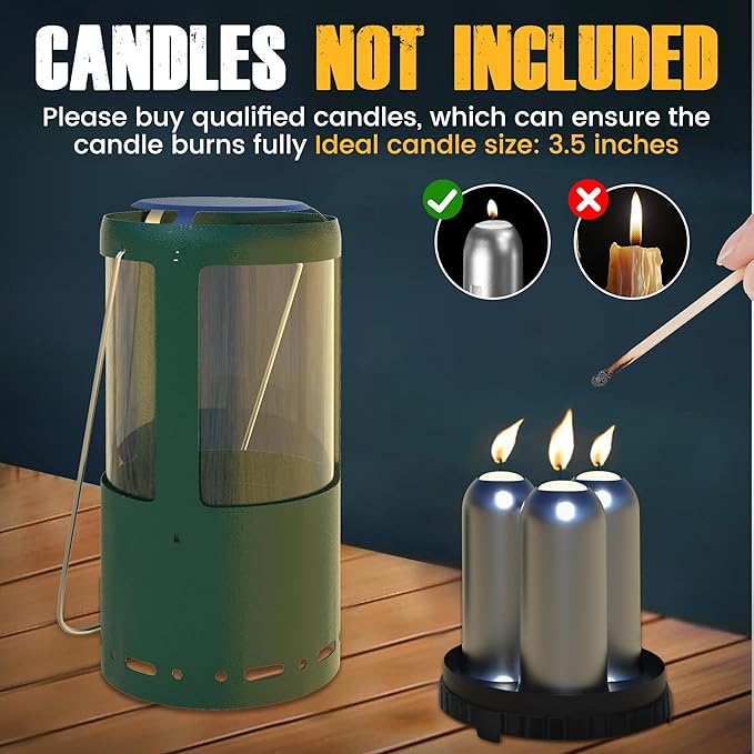 Outdoor Candle Lantern Holder for Real Candles (Candles Not Included) - Windproof Emergency Lantern with Handle, Safe for Camping, Blackouts, Decor - Survival Gear & Home Use