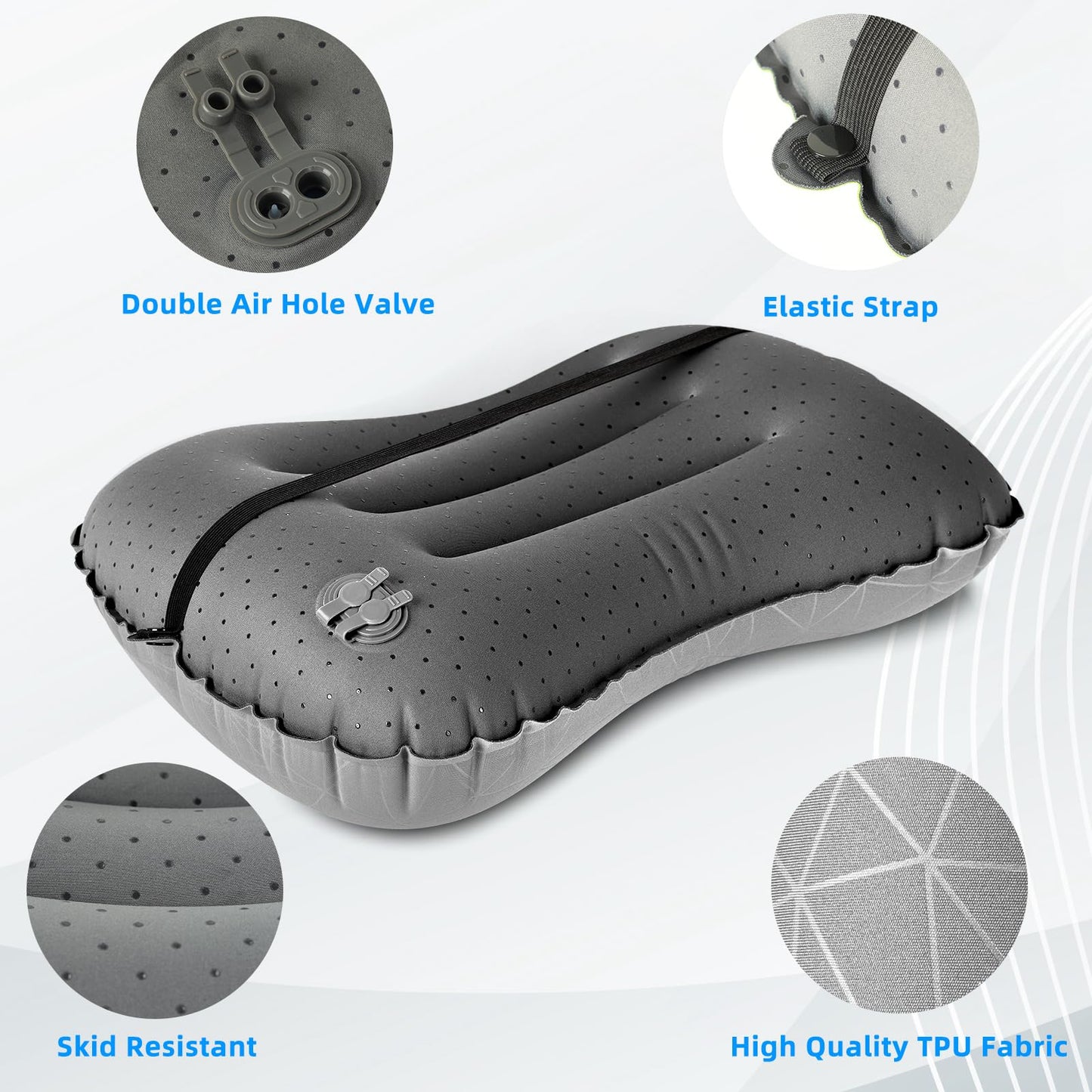 Crisonky Camping Pillow - Inflatable Pillow - Travel Pillows for Backpacking & Airplane, Lumbar