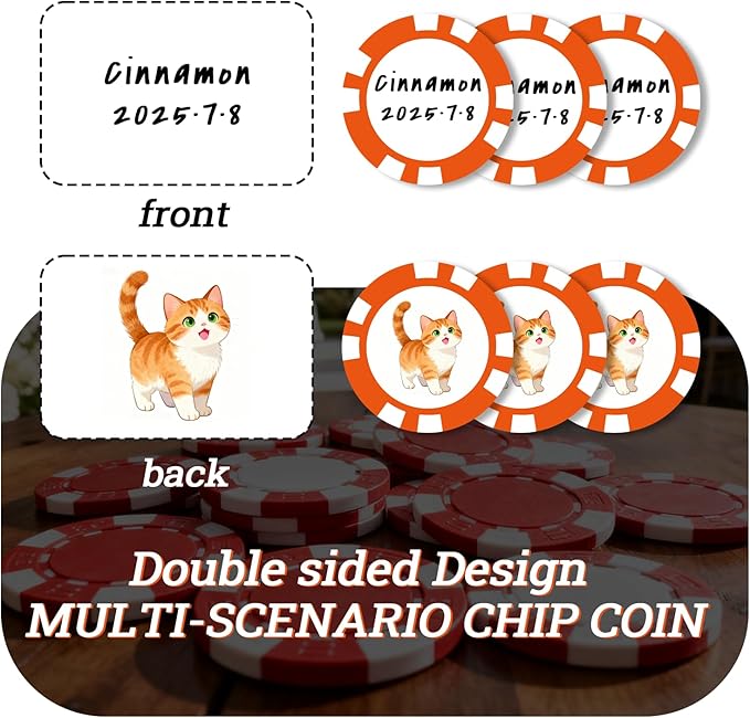 12 Grams Perfessional Customized Clay Poker Chips 30-500 PCS Personalized Casino Chips with Logo & Design 40MM Custom Casino Chips Custom Golf Ball Makers Chips(D)