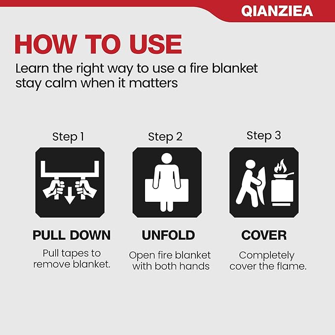 Fire Blanket,40"x40",Emergency Fire Blankets for Home and Kitchen,4 Pack