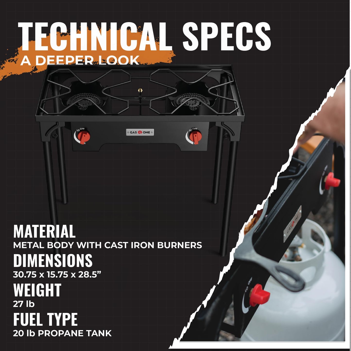 Gas One Propane Double Burner Two Burner Camp Stove Outdoor High Pressure Propane 2 Burner