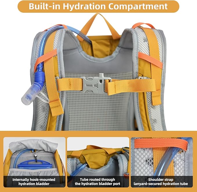 30L Hiking Backpack Lightweight Waterproof and Durable Backpack with Ventilated Sweat-Wicking Internal Frame Daypack for Men and Women Camping Travel and Outdoor Adventures,Yellow