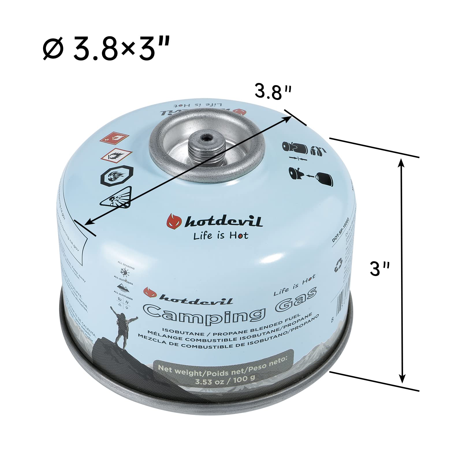 BlueFire Isobutane Fuel Canister Butane Propane Blend Fuel 100 Gram Camping Stove Fuel Gas Canister