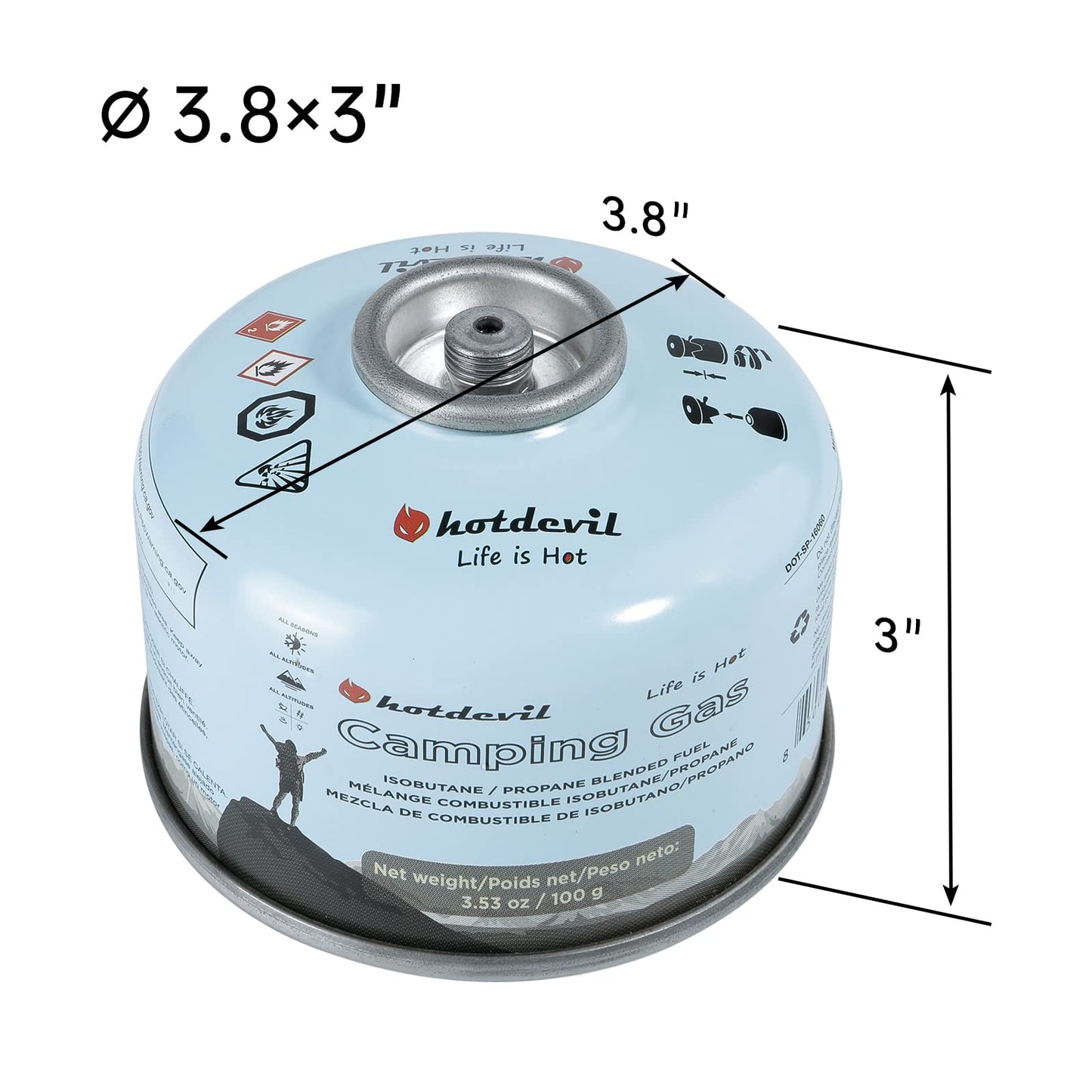 Hotdevil Camping Stove Fuel Butane Propane Blend Isobutane Fuel Canister Camping Fuel Gas Canister