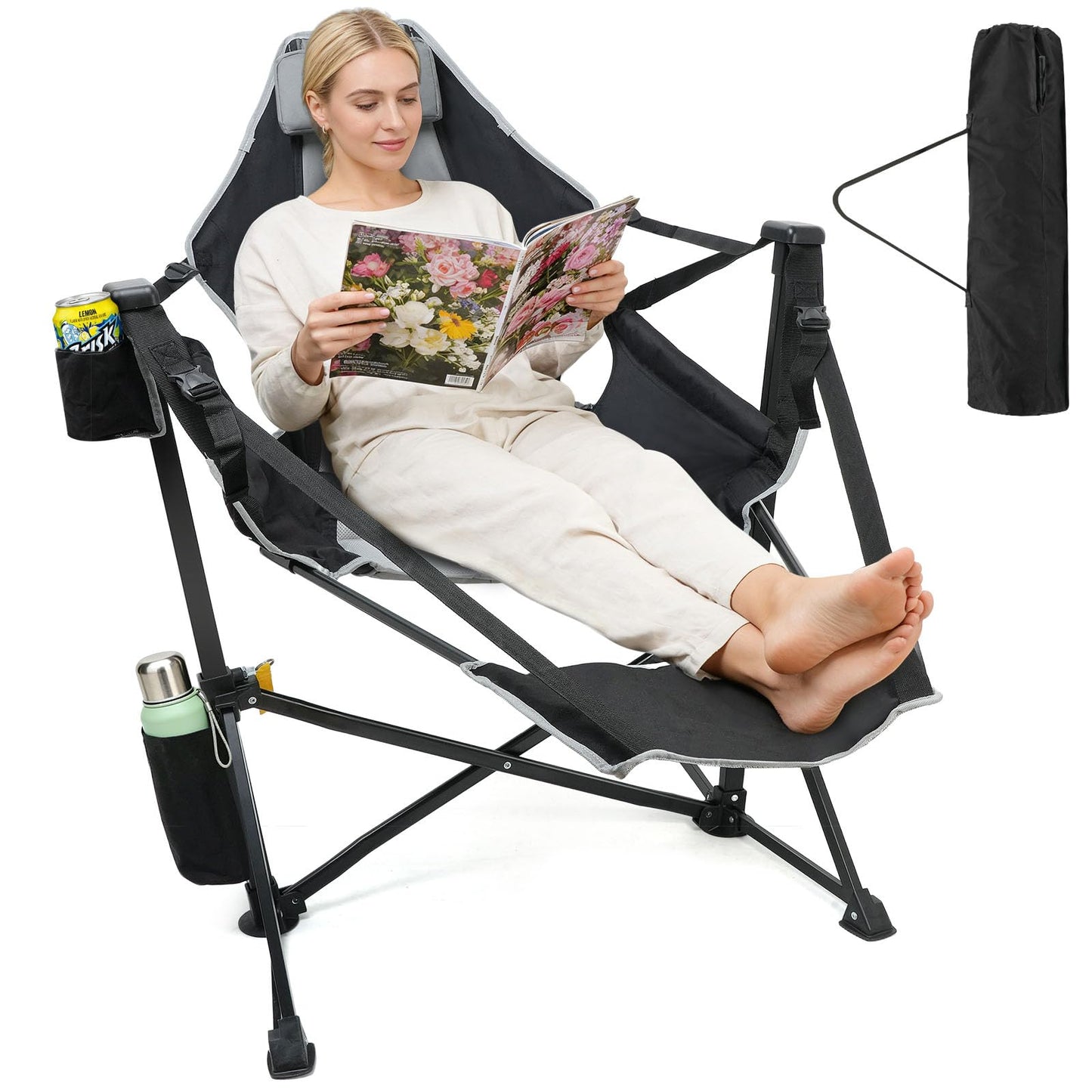 Suteck Hammock Camping Chair with Footrest,500LBS Oversized Swinging Chairs