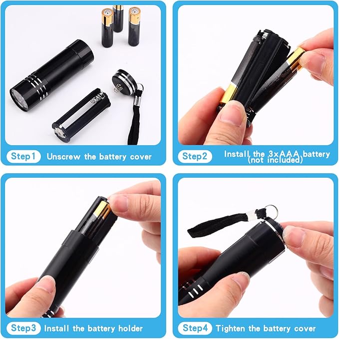 Riakrum 12 Pieces UV Blacklight Flashlights LED Handheld Mini Light Flashlight Small Portable Detector 395nm 9 LED Light for Pet, Carpet Dry Stains Detection, Spot Scorpions, Resin Curing(4 Colors)